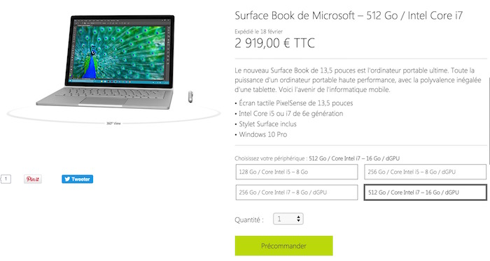 Le Microsoft Surface Book est disponible en précommande en France