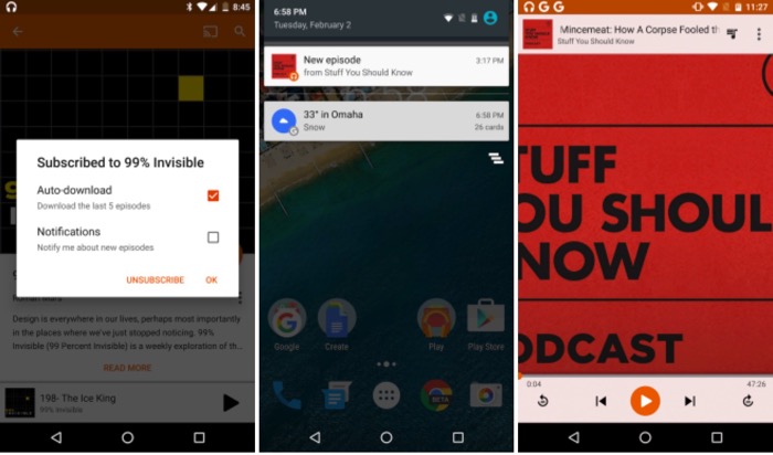 Certains utilisateurs de Google Play Musique voient une option de podcasts