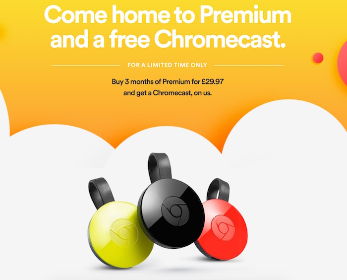 Spotify offre gratuitement un Chromecast pour tous les nouveaux abonnés