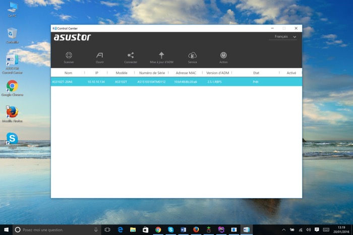 NAS Asustor AS3102T : application dédiée à l'installation