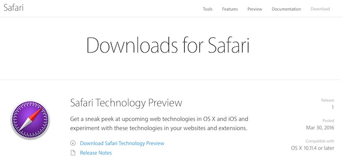 Apple lance Safari Technology Preview, un navigateur destiné aux développeurs Web