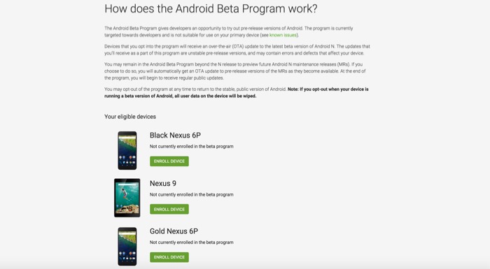 Android Beta : Enroll Device