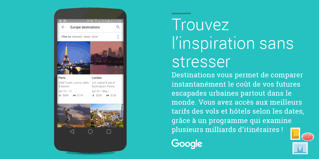 Google Destinations vous aide à planifier vos vacances sur votre smartphone