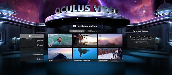 Facebook Video dans l’application Oculus Video