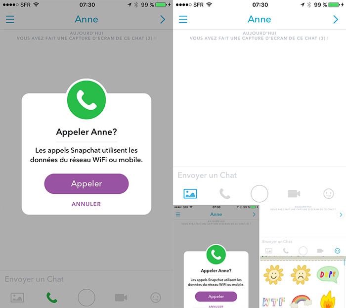 Snapchat Chat 2.0 : chat vidéo et partage de photos