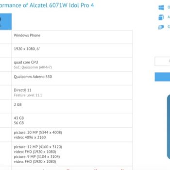 alcatel idol 4 pro sous windows 10 mobile sur gfxbench 1