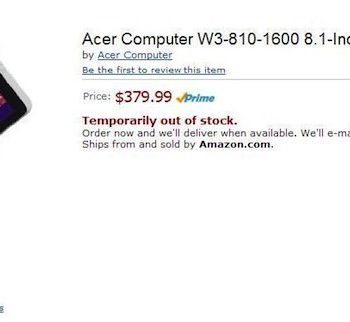 amazon devoile accidentellement une tablette acer de 8 pouces avec windows 8 1