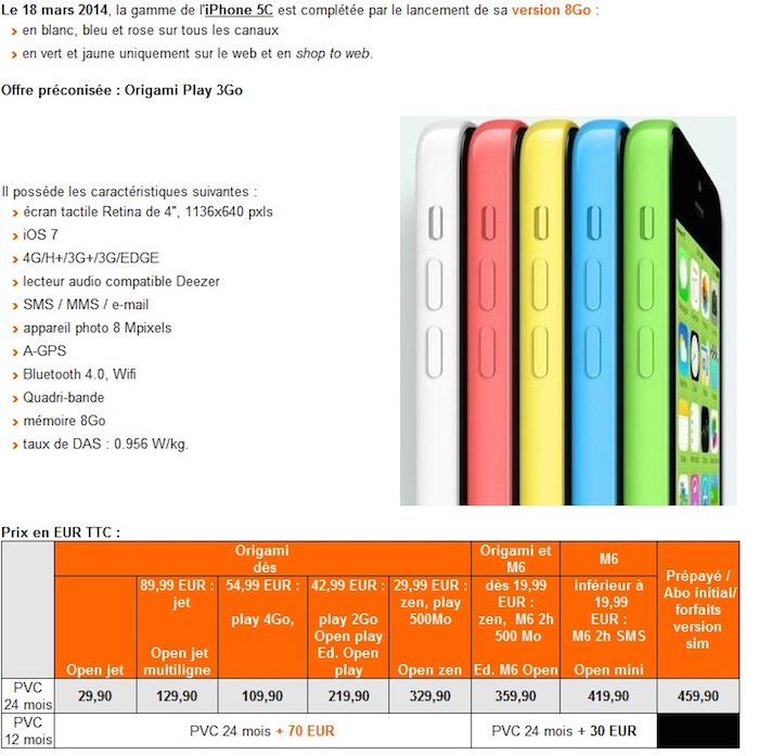 apple pret a commercialiser un iphone 5c de 8 go 1