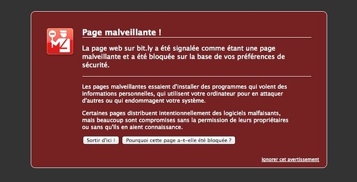 Chrome et Firefox font de Bit.ly une page malveillante