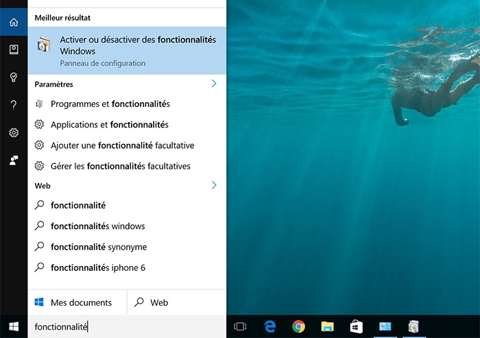 Bash sur Windows 10 : Activer ou désactiver des fonctionnalités Windows