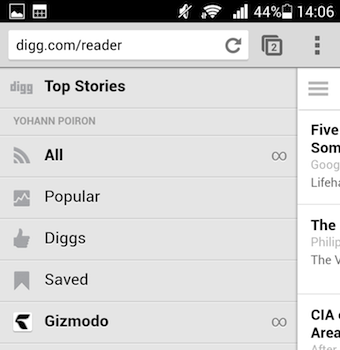digg reader arrive sur le web mobile et promet une application android tres bientot 1