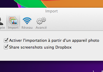 dropbox pour mac envisage dimporter des fichiers depuis iphoto et le partage de screenshots 1