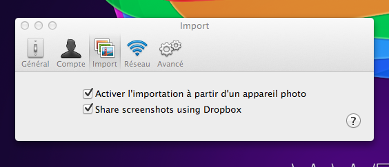 dropbox pour mac envisage dimporter des fichiers depuis iphoto et le partage de screenshots 1