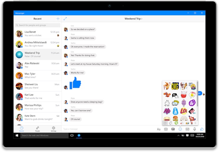 Facebook Messenger sur Windows 10