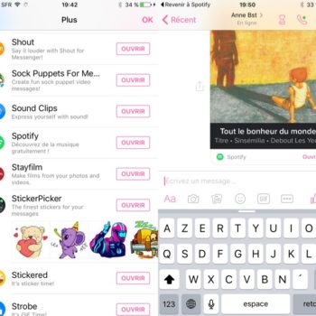 facebook messenger et spotify pour le partage musique 1