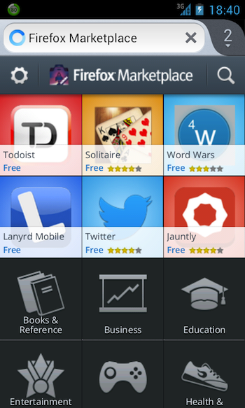 firefox marketplace est maintenant ouvert dans la derniere release aurora 1