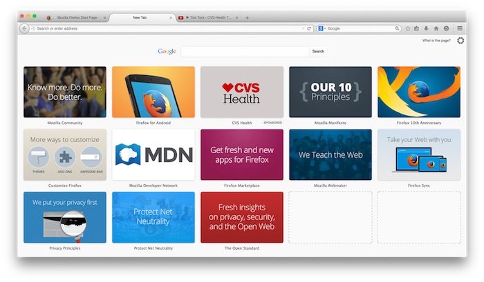 Firefox ne va plus afficher de la publicité dans de nouveaux onglets