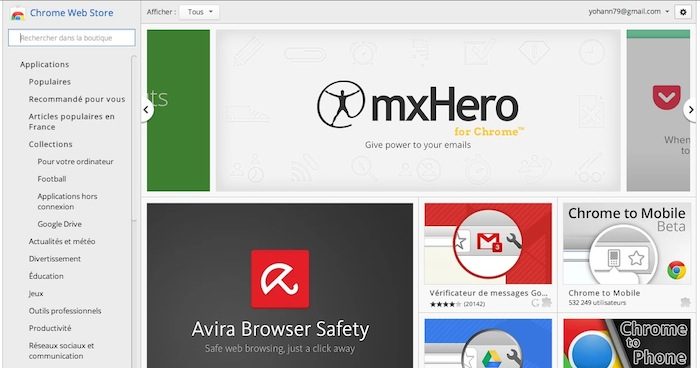 Google Chrome pour Windows bloque les extension en dehors du Web Store