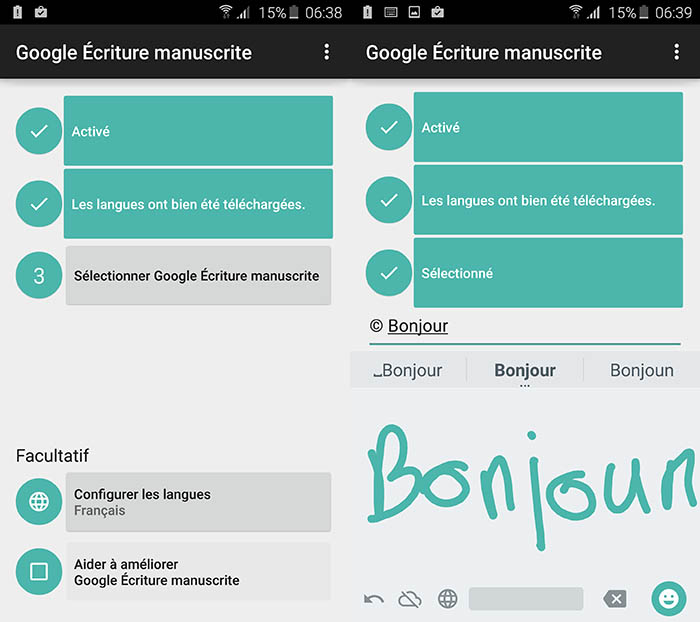 google ecriture manuscrite android 1