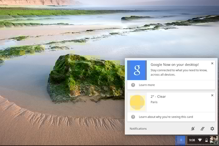 google now fait son apparition dans la derniere build de chrome os 1