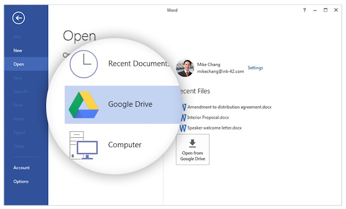 google plug in drive pour microsoft office 1