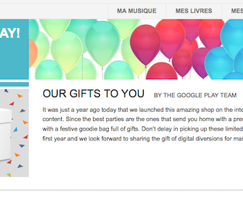 google propose quelques cadeaux pour le 1er anniversaire de son play store 1