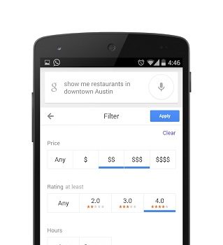 google souhaite accelerer la recherche de restaurant hotel sur android 1
