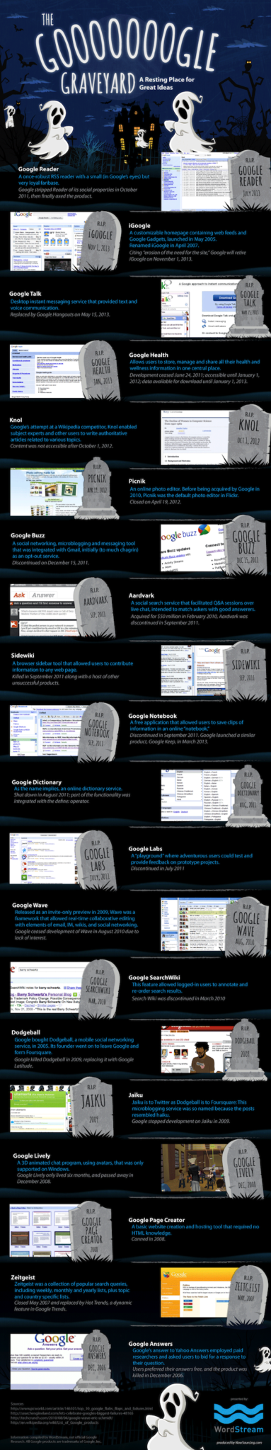 infographie la liste des services google morts 1