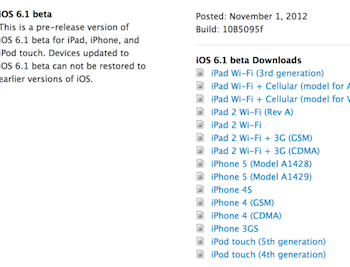 ios 6 0 1 pour les consommateurs ios 6 1 beta est maintenant disponible pour les developpeurs 1