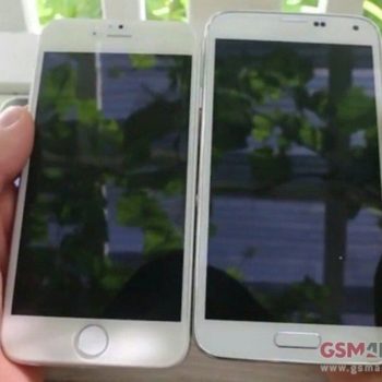 iphone 6 il pose a cote dun galaxy s5 de samsung 1
