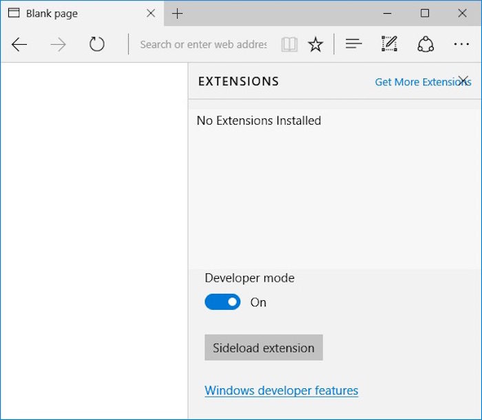 Le code des extensions pour Microsoft Edge existe, mais ne fonctionne pas