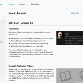 le site android developers est mis a jour avec les caracteristiques de jelly bean 1