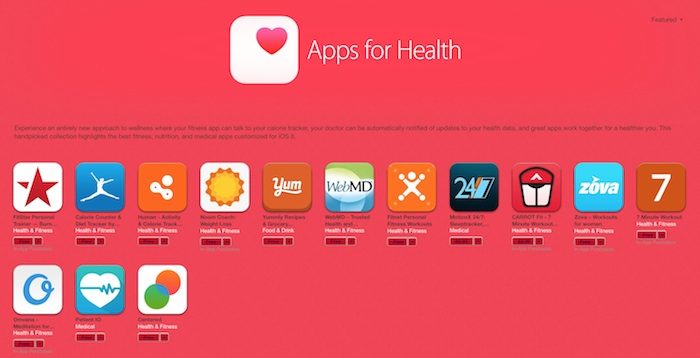 Les apps pour HealthKit obtiennent leur propre section sur iTunes