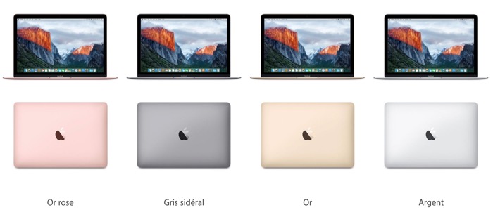 MacBook 2016 : multiples coloris