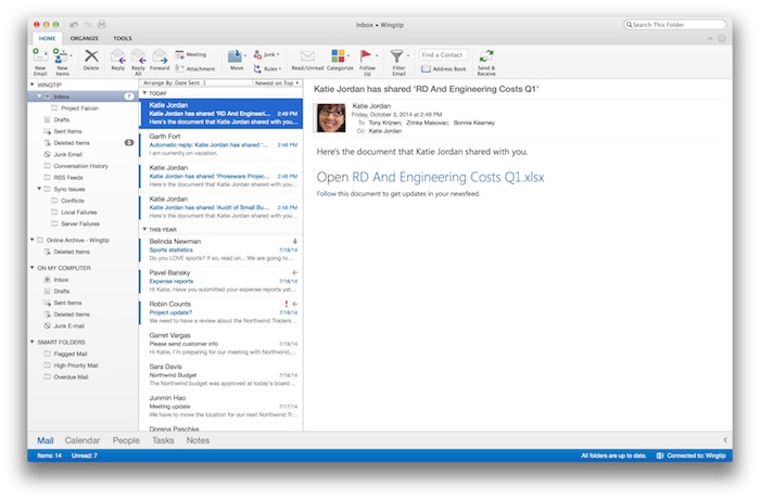 microsoft met a jour outlook pour mac 1