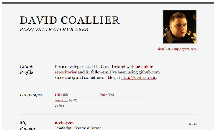 My Github Résumé : affichez votre CV GitHub facilement