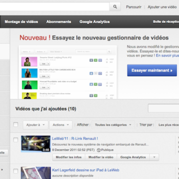 nouvelle interface pour la gestion des videos sur youtube 1