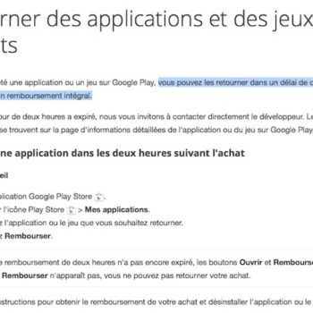 satisfait ou rembourse apres deux heures sur le google play store 1