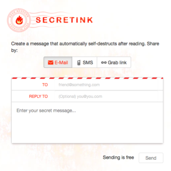 secretink veut etre le snapchat dans lenvoi des sms et e mail 1