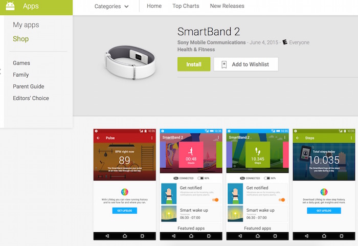 sony smartband 2 google play store 1