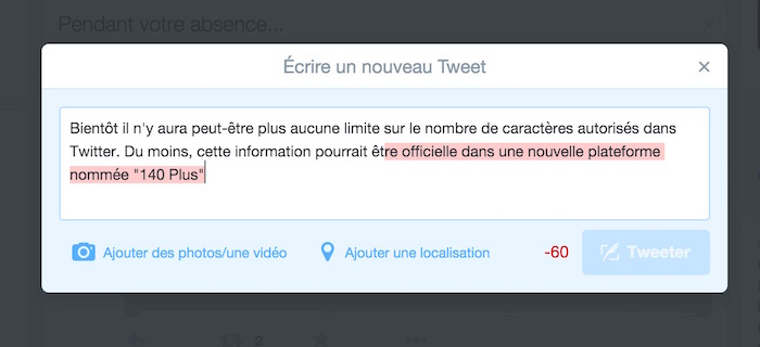 twitter 140 plus 1