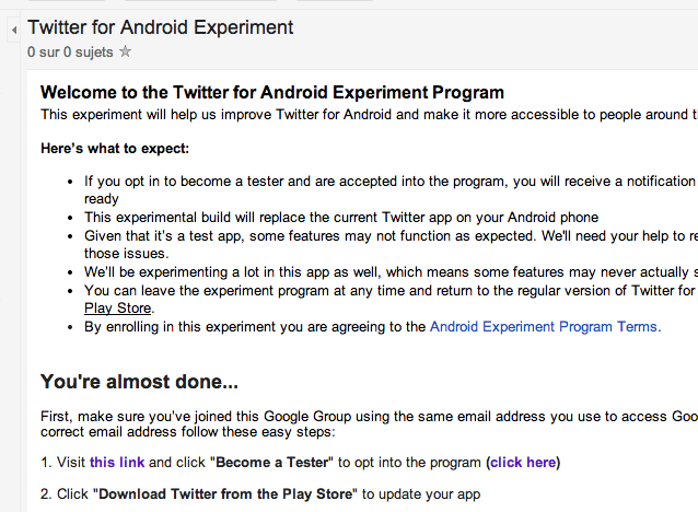 twitter lance un programme de beta test sur android 1