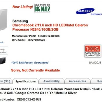 un chromebook samsung avec une puce intel celeron bay trail 1