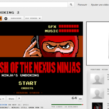 une page youtube qui se transforme en jeu 8 bit pour la sortie du galaxy nexus 1