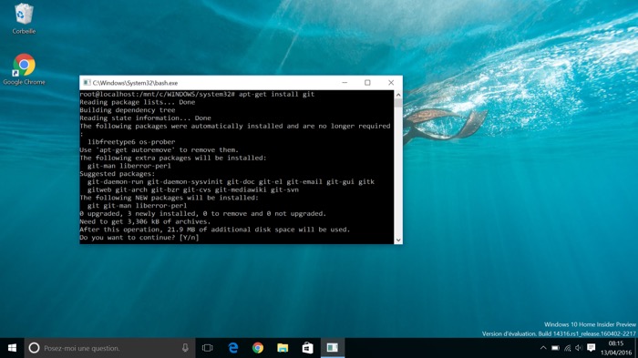 Windows 10 : installation du Bash