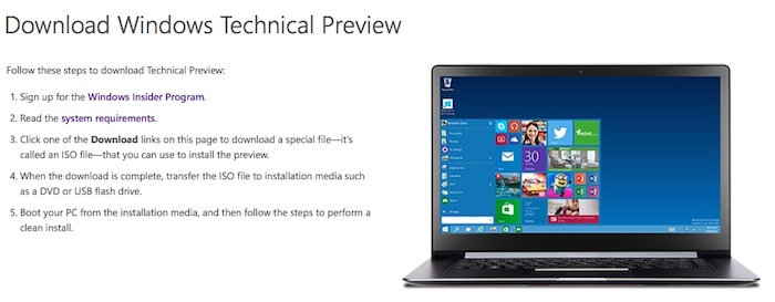 windows 10 technical preview comment telecharger et installer los 1