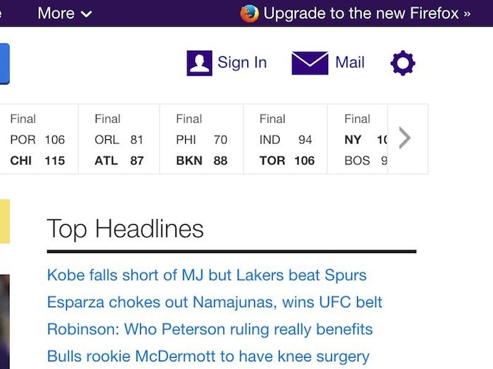 yahoo invite les utilisateurs a mettre a jour firefox 1