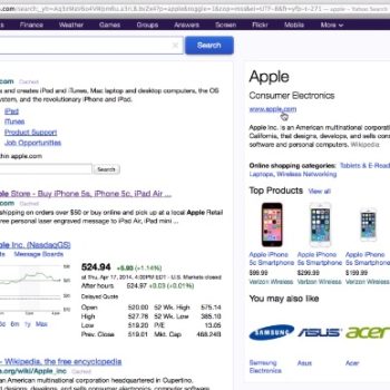 yahoo semble tester sa propre version de knowledge graph 1