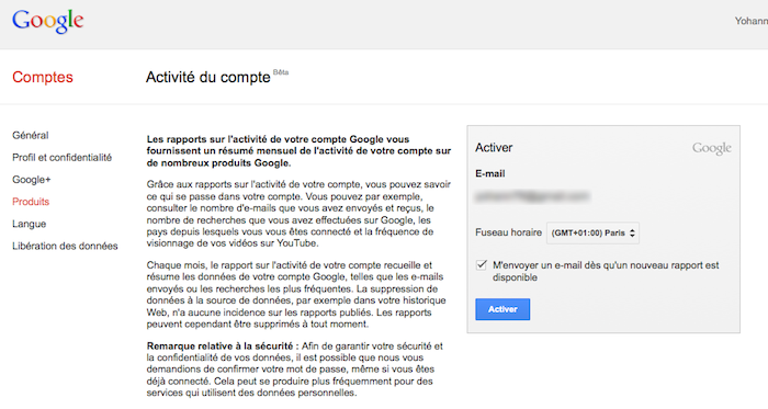 Google lance “Activité du compte”, un tableau de bord pour visionner toutes vos activités en ligne