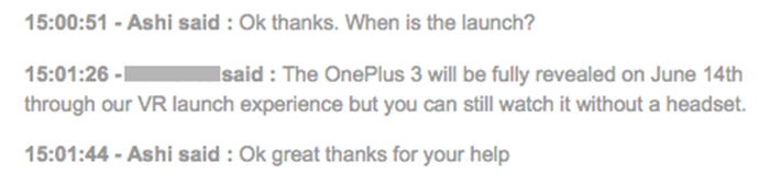 Discussion entre le fan et le dirigeant à propos du lancement du OnePlus 3